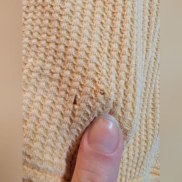 Free People One Interlanken Cropped Top in Orange Yellow Size XS Waffle Knit Tie - Picture 6 of 8